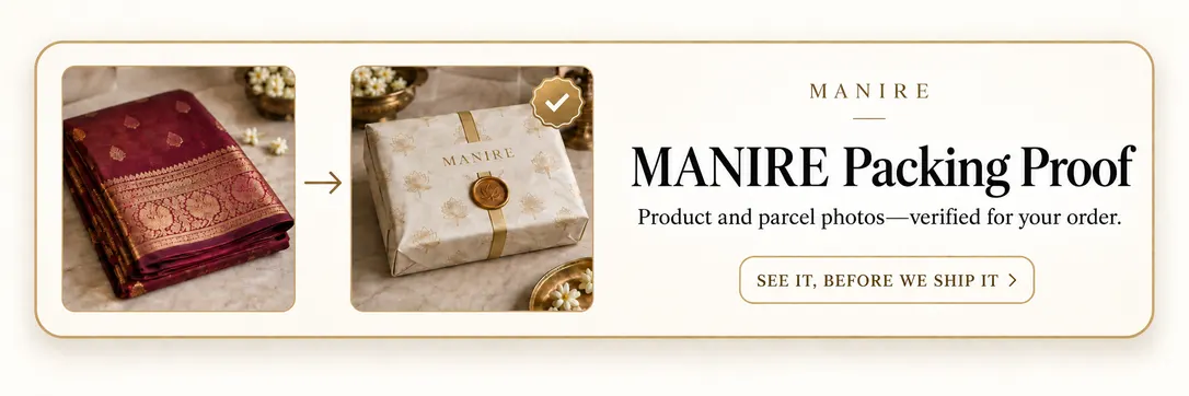Illustration of a saree and a verified parcel