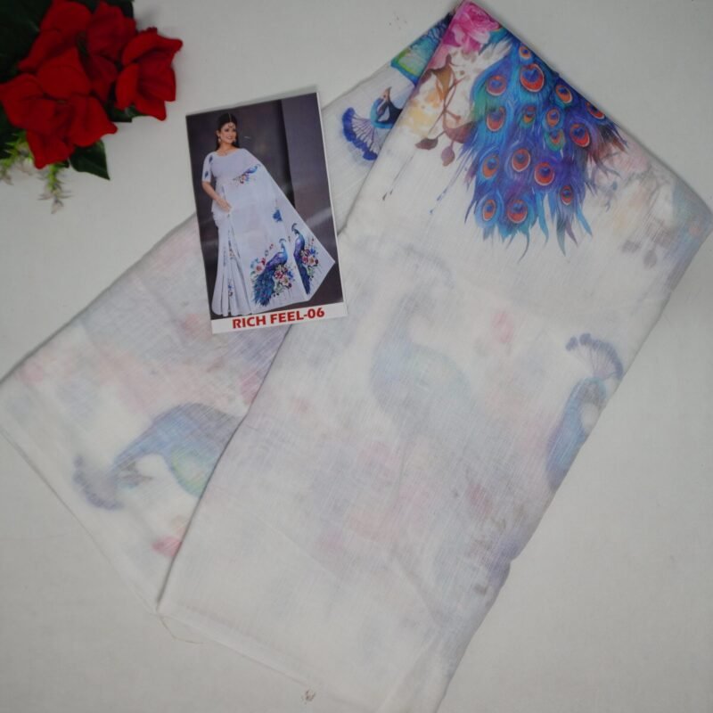 Soft lenin Cotton Sarees-MB764(785) - Image 4