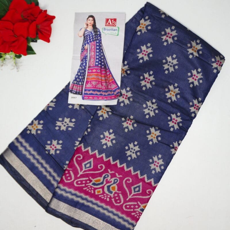 Cobra Silk With Pochampalli Border-MB832 - Image 4