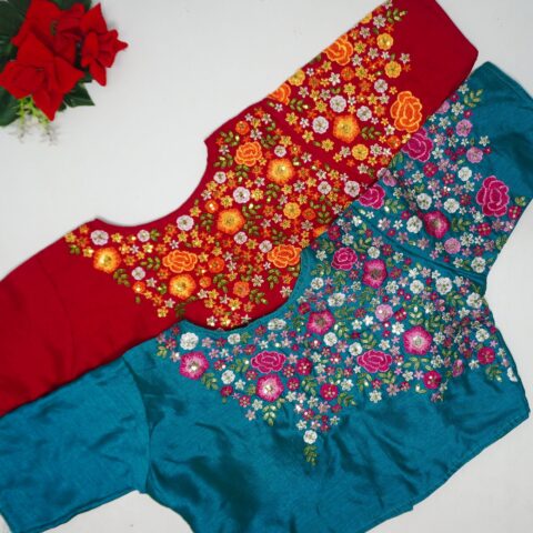 Vichitra Silk Work Blouses-MB B032(40+Size)