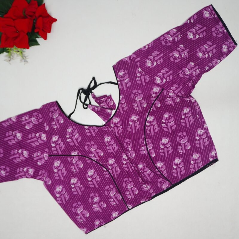 Pure Cotton Round Neck Blouses-B93(40 Size) - Image 2