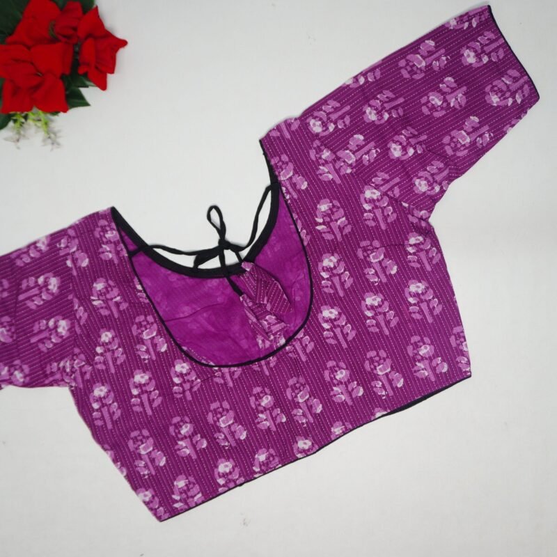 Pure Cotton Round Neck Blouses-B93(40 Size) - Image 3