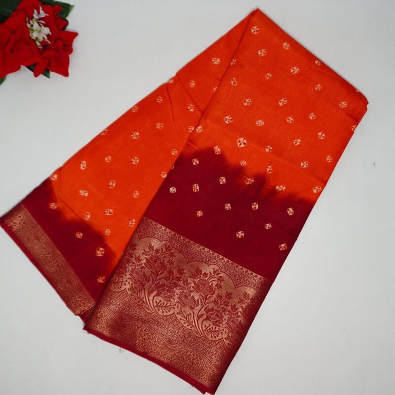 Mangalam Silk Bigg Border(Orange to Maroon red)-MB575 - Image 1