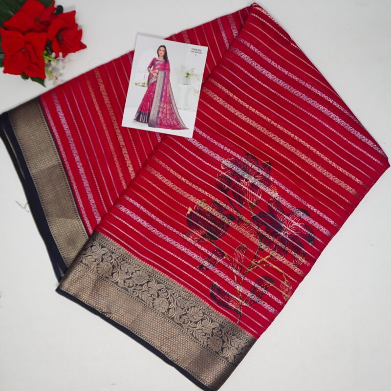 Pure Crape Silk With Zarry Sarees-MB895(739) - Image 4