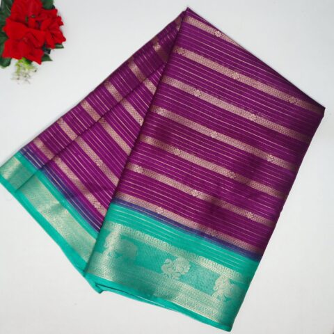 Shringar Silk With Gap Border-MB747(864)(Wine To Ramagreen)