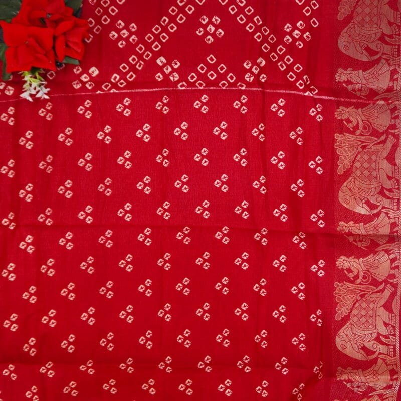 Pure Bandhini Crushed Sarees-MB745(865)(Red) - Image 2