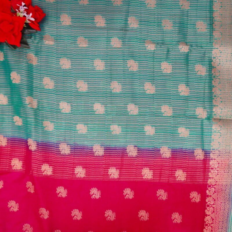 Mysour Silk With Gold Butties And work Blouse -MB894 - Image 3