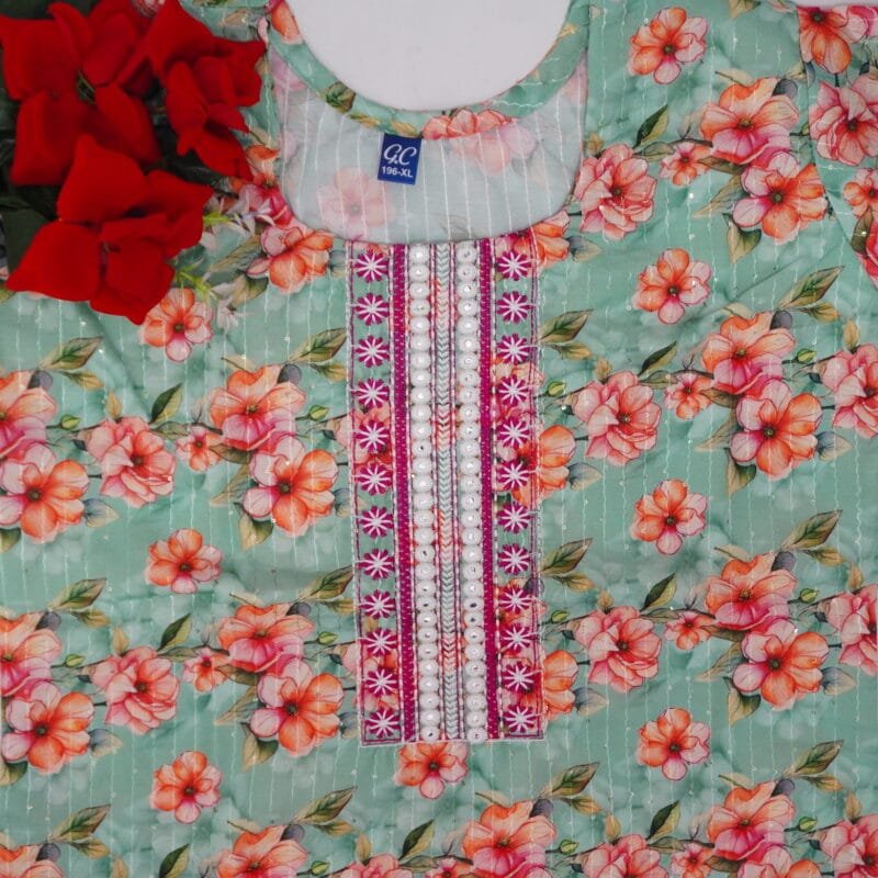 Rayon Sequence Straight Cut Tops-MB906(L-40) - Image 2