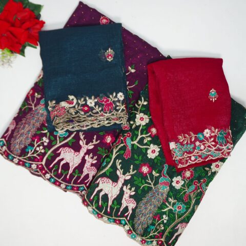 Velvet Space Silk With Multi Colour Heavy work Lehangas