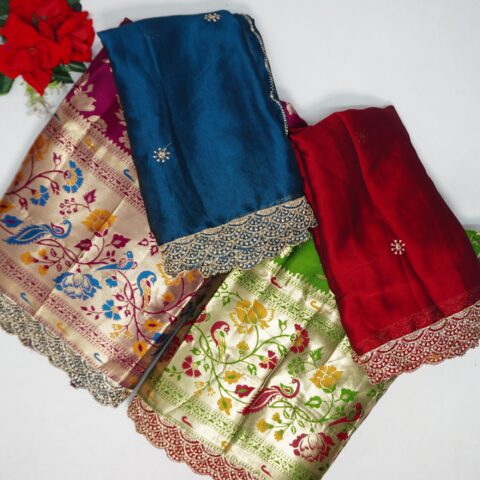 Pythani Pattu Lehangas With Scalp Border