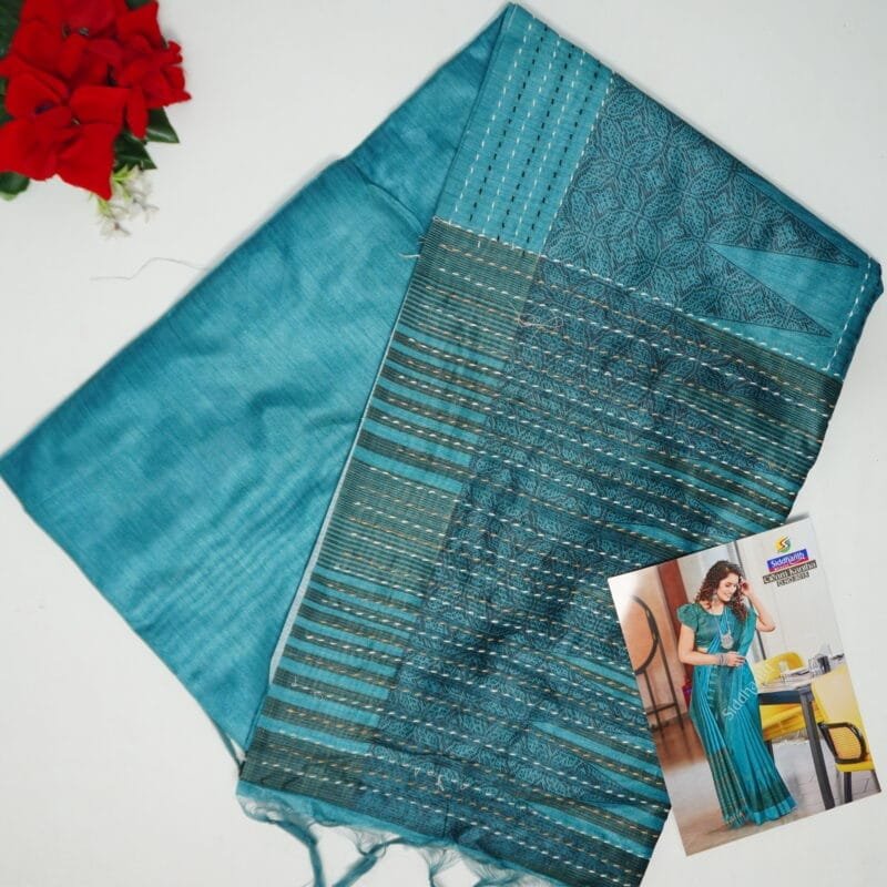 Siddhanth Pure Cream Kantha Sarees-MB342(948) - Image 4