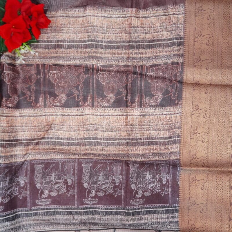 Kanchi Kota Silk Kalamkari Sarees -MB766(948) - Image 3