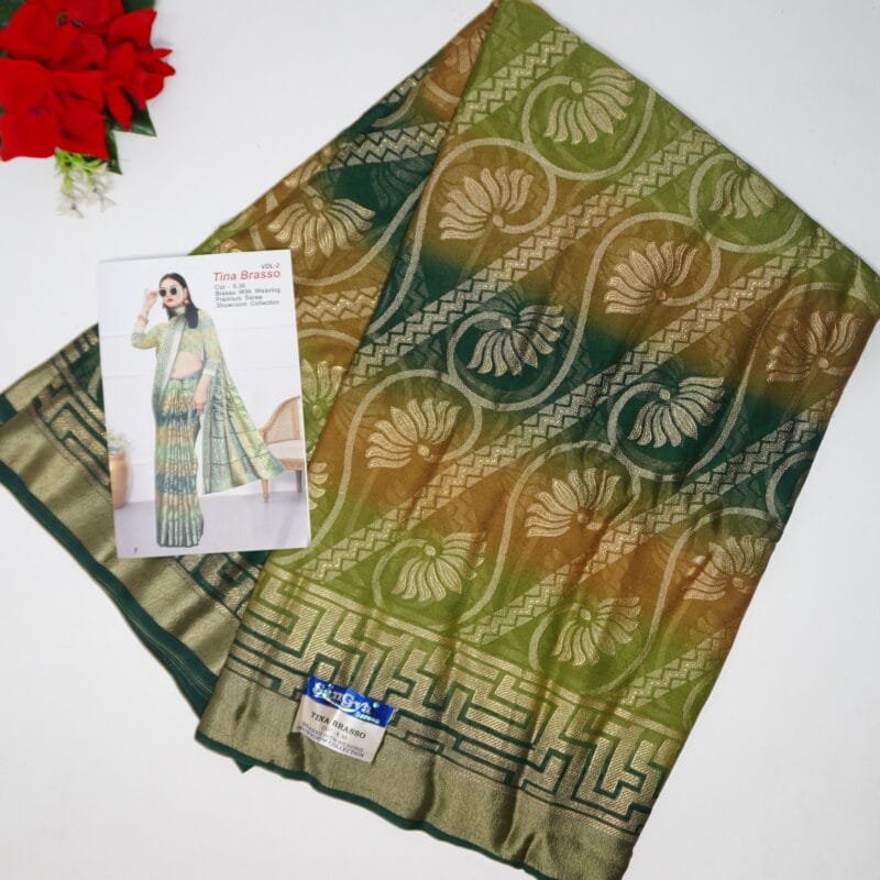 Pure Glass Brasso Silk Sarees -MB341(961) - Image 2