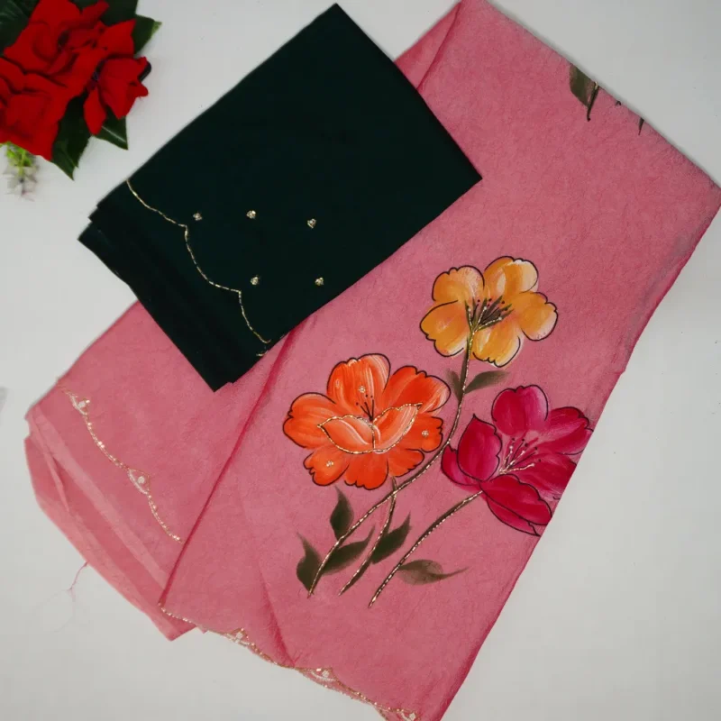 Hand Bresh Paint With Party Ware Sarees-MB337(079) - Image 4