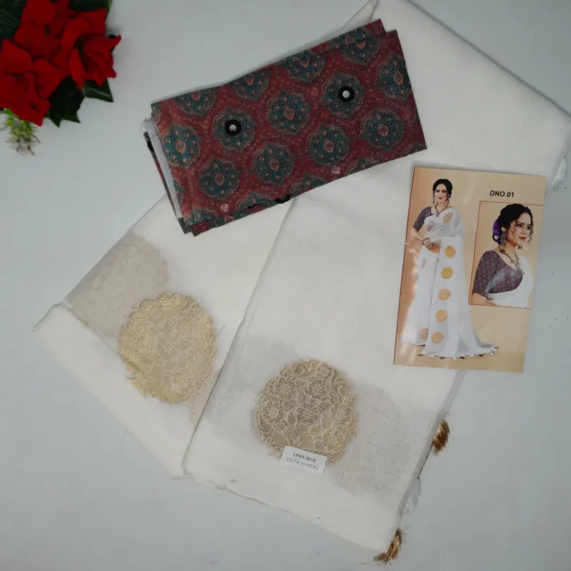 Khadhi Silk With Ajarak Printed Blouse-MB728(083) - Image 2