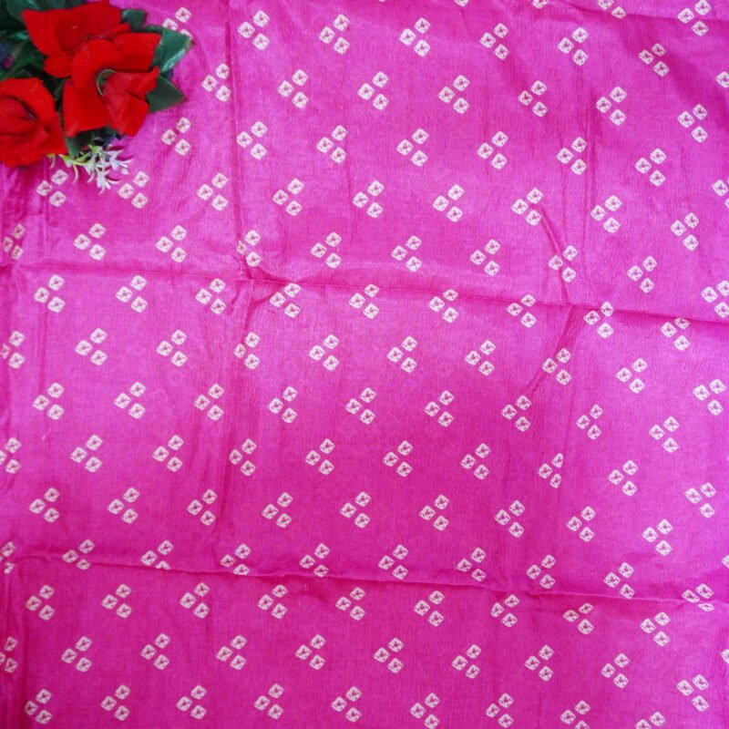 Pure Bandhini Crushed Sarees-092(Orange To Rani Pink) 727 - Image 2