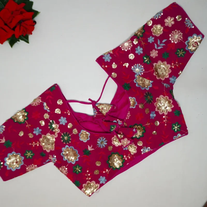 Vichitra Silk With Multi Thread Embroidary Work Blouses-B021 - Image 2