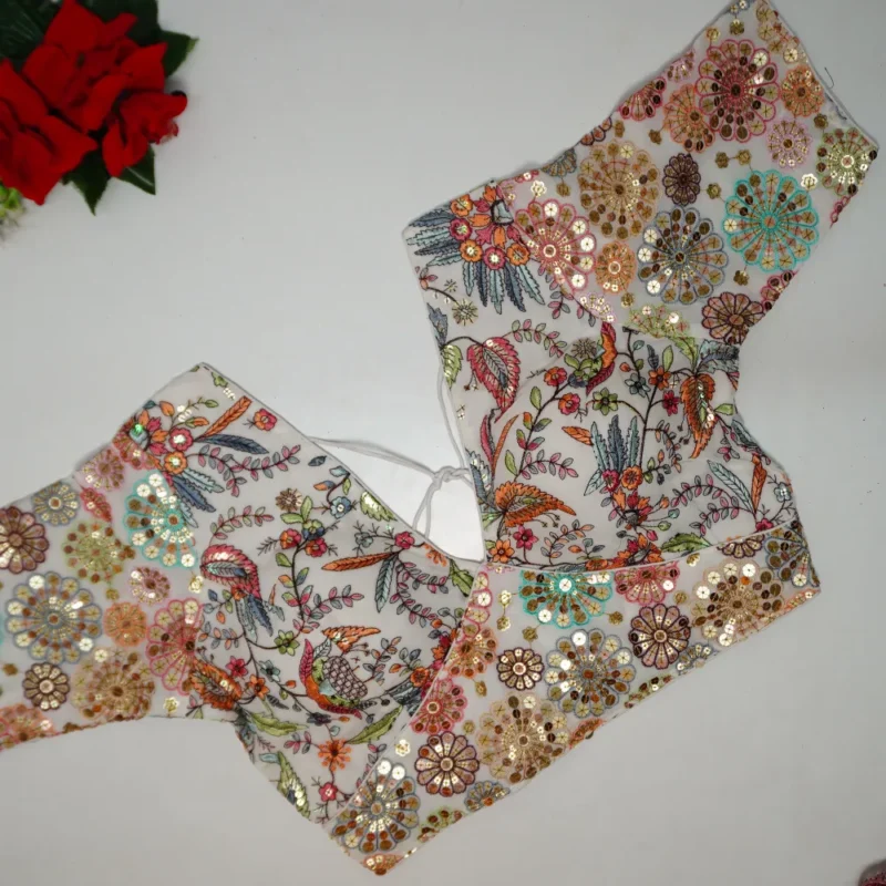Vichitra Silk Party Ware Blouses-B018 - Image 2