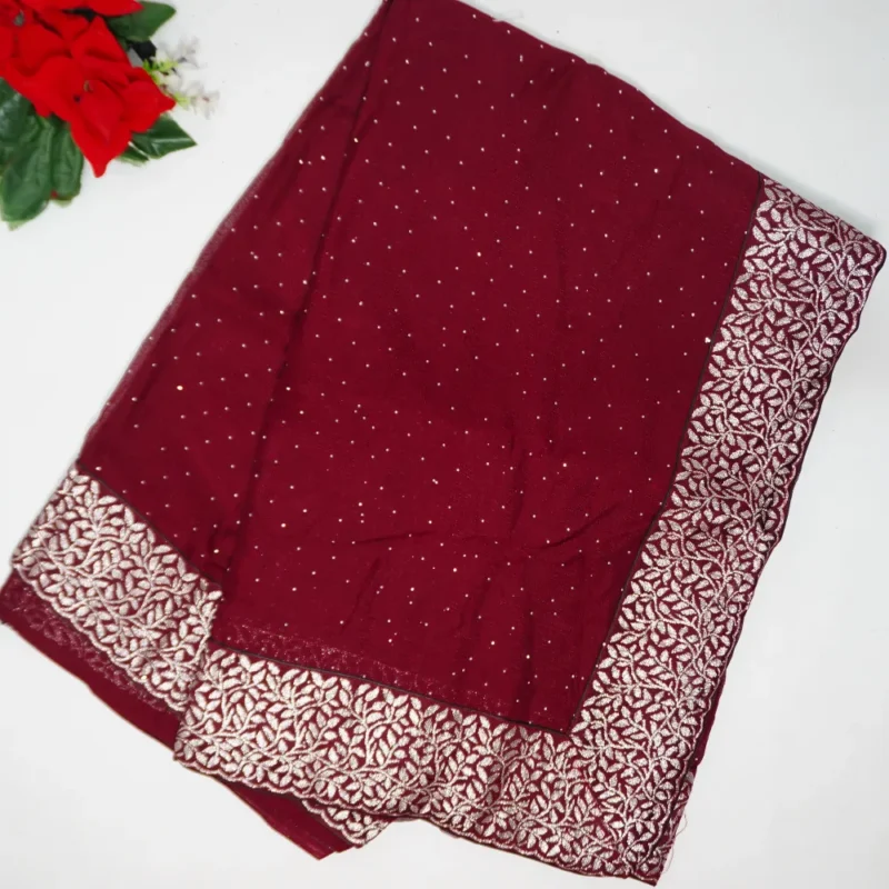 Georgette Silk With Silver Viscose Border -MB334(300) - Image 4