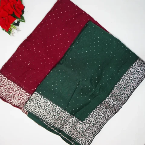 Georgette Silk With Silver Viscose Border -MB334(300)