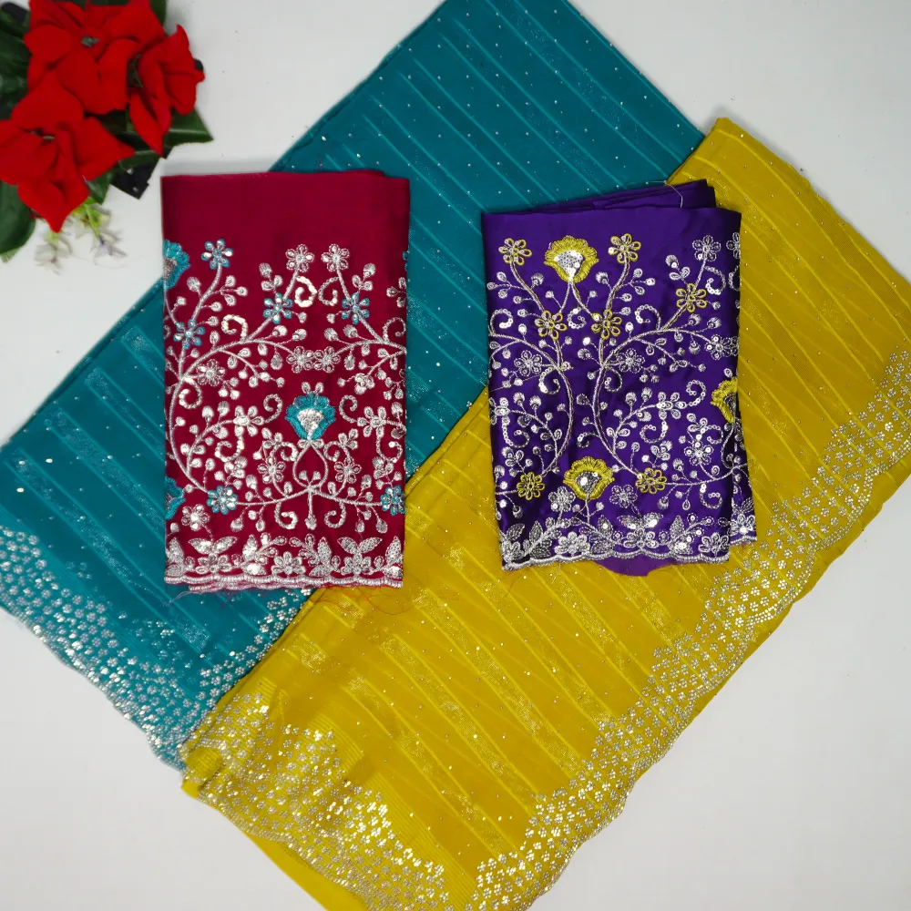 301 (7) Pure Georgette Viscose & Sirojki Stone With Work blouse -MB301 - Image 1