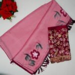 Pure Georgette Bresh paint Sarees-MB334 - Image 4