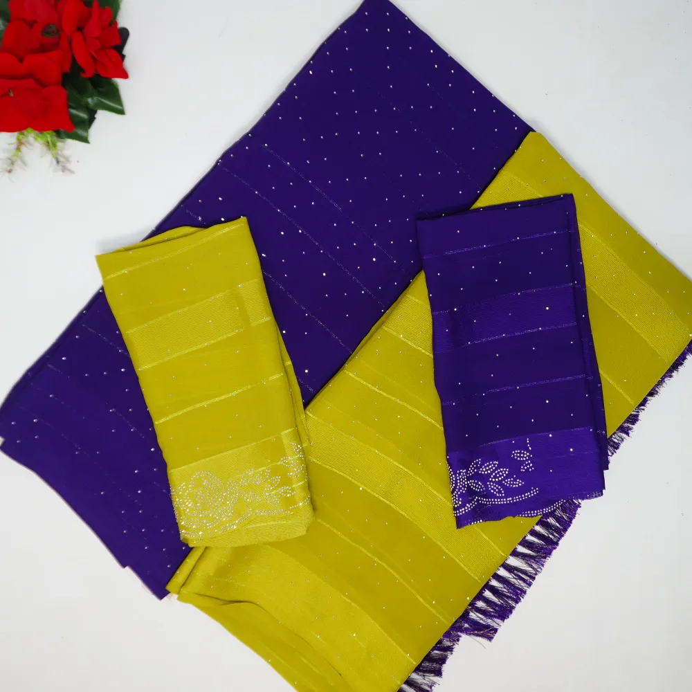 350 (6) Party Ware Work Sarees-MB350 - Image 1