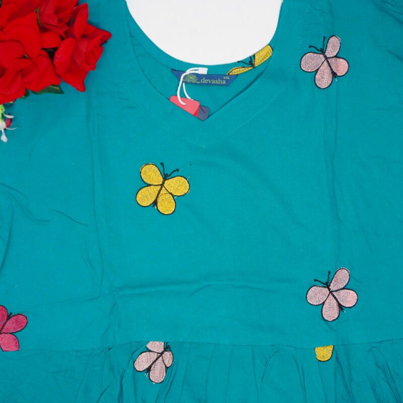 Butterfly Work Rayon Umbrella Cut Tops-MB387(M-XXL) - Image 3