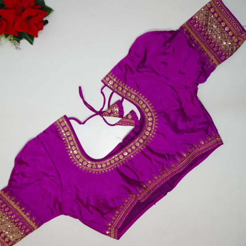 Bahubali Sleeves Vichitra Silk Blouses-B006 - Image 2