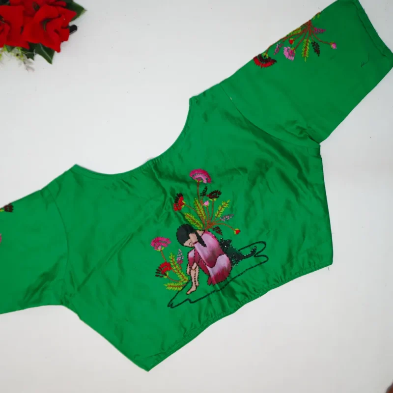Malai Cotton Embroidery Blouses-B029 - Image 3