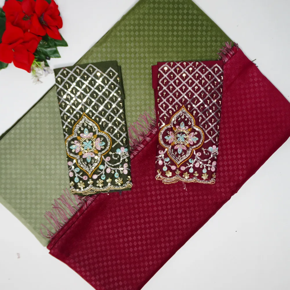 464 (7) Glossy Silk With Work Blouse-MB464 - Image 1