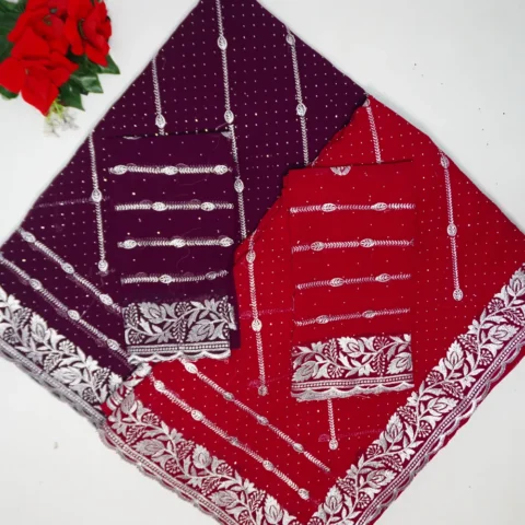 Silver special Rangoli Georgette Work Sarees