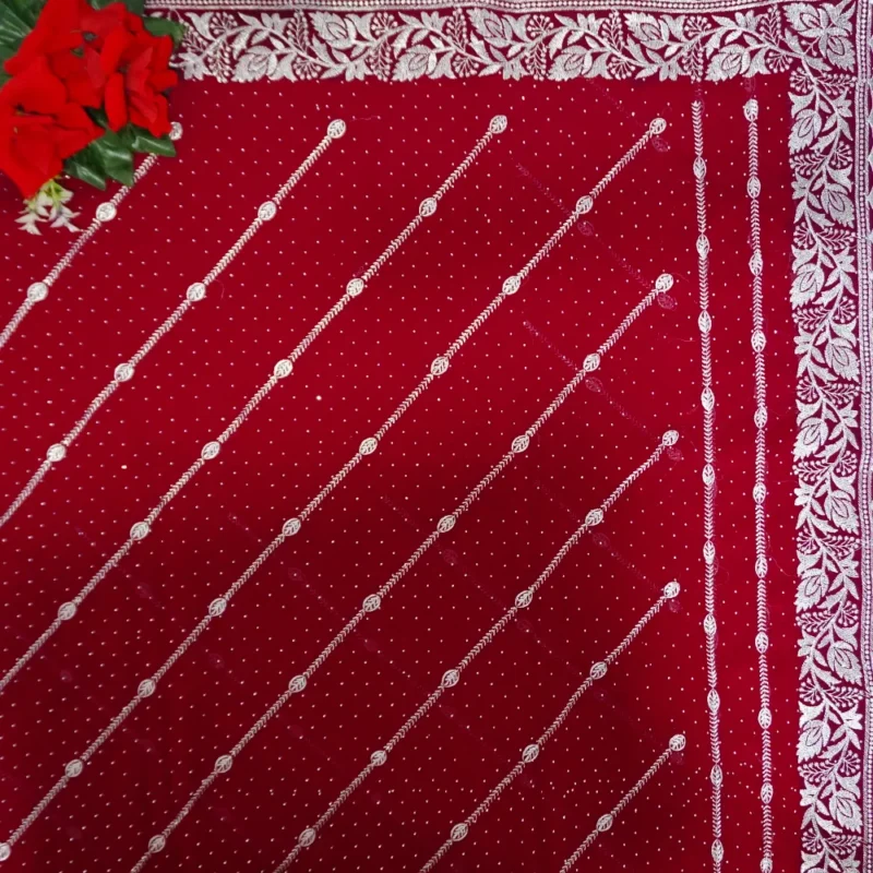 Silver special Rangoli Georgette Work Sarees -MB495 - Image 2