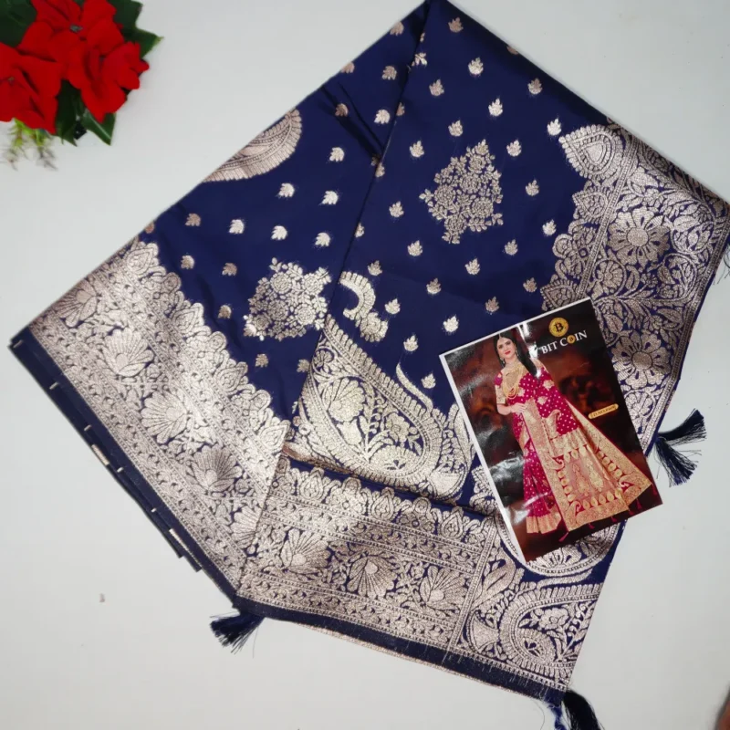 Copper Work Soft Benarus Silk Sarees-MB542(521) - Image 4