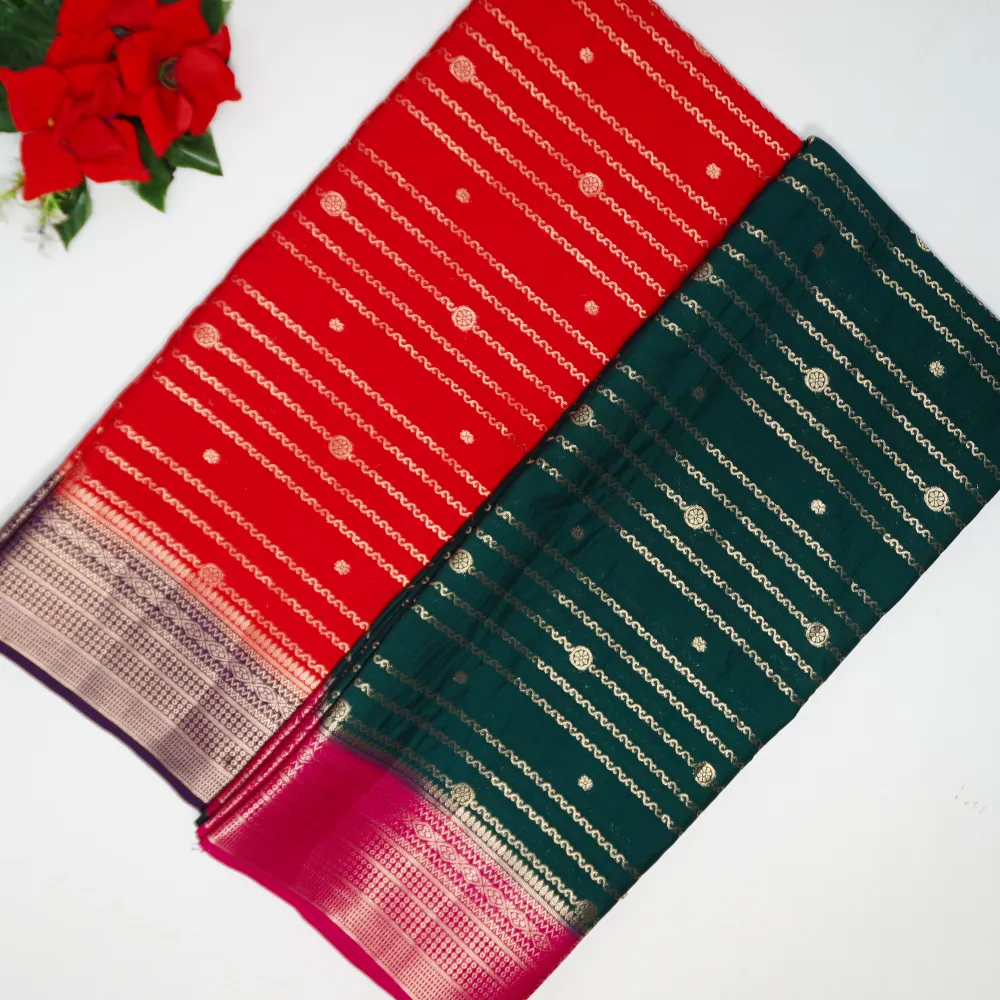 595 (15) Pure Mysure Crape Georgette With All Over Zarry-MB595 - Image 1