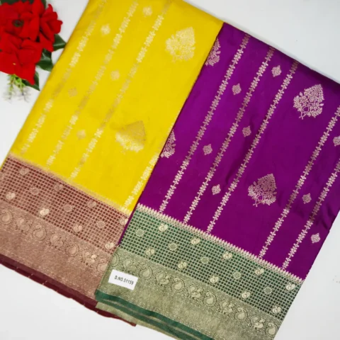 Handloom Raw Mango Checks Border-MB534(606)