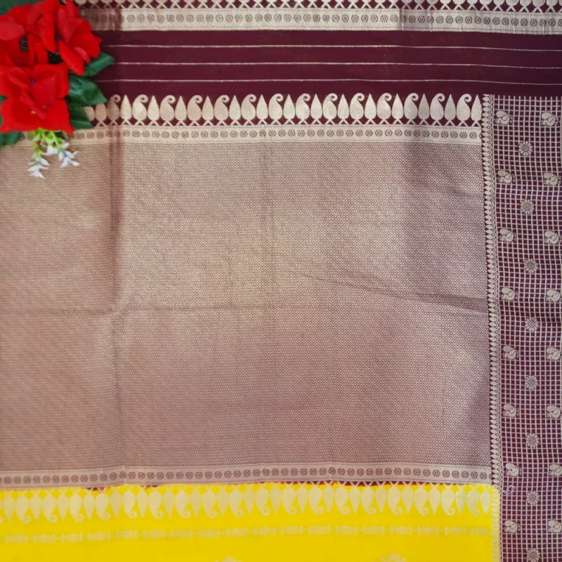Handloom Raw Mango Checks Border-MB534(606) - Image 2