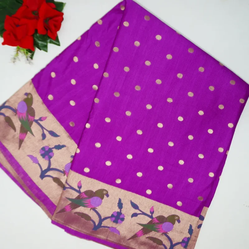 Pure Munga Tusser Pythani Sarees-MB530(609) - Image 4