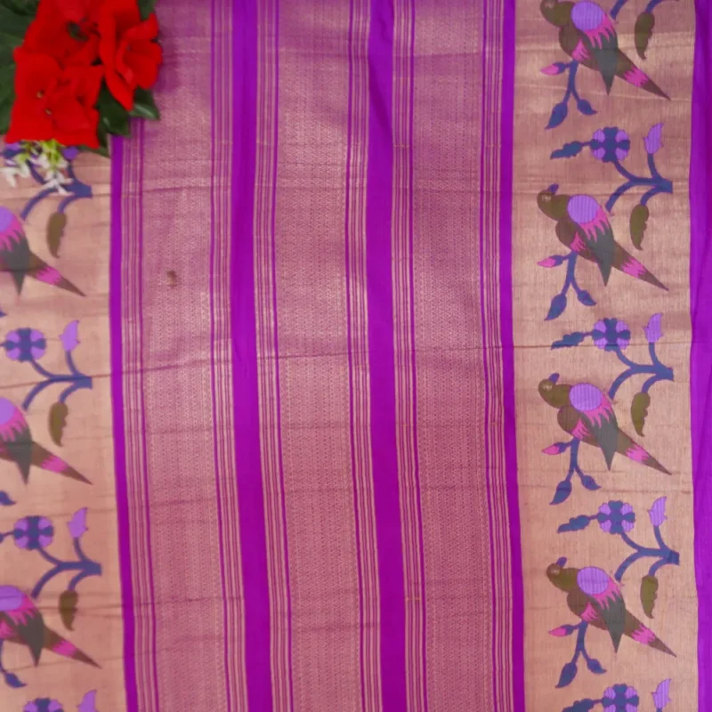 Pure Munga Tusser Pythani Sarees-MB530(609) - Image 3