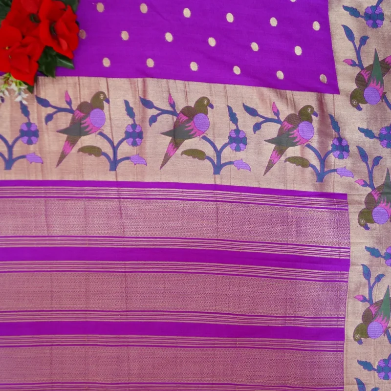 Pure Munga Tusser Pythani Sarees-MB530(609) - Image 2