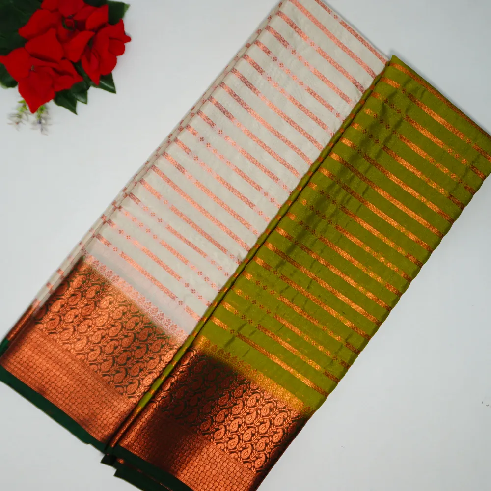 617 (4) Pure Mysore Silk Crape Georgette Sarees-MB617 - Image 1