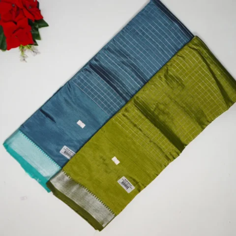 Vintage Mangalagiri Check Pattu Sarees -M014