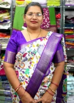 Dola silk (white with purple)-245 - Image 2