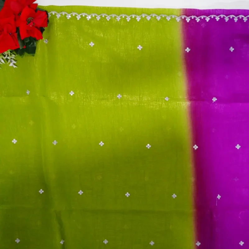Space Silk Dual Colour Cut Work Sarees-MB738(656) - Image 2