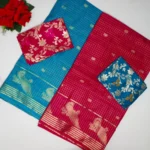 Mangalagiri Checks Peacock Silk Sarees-MB660