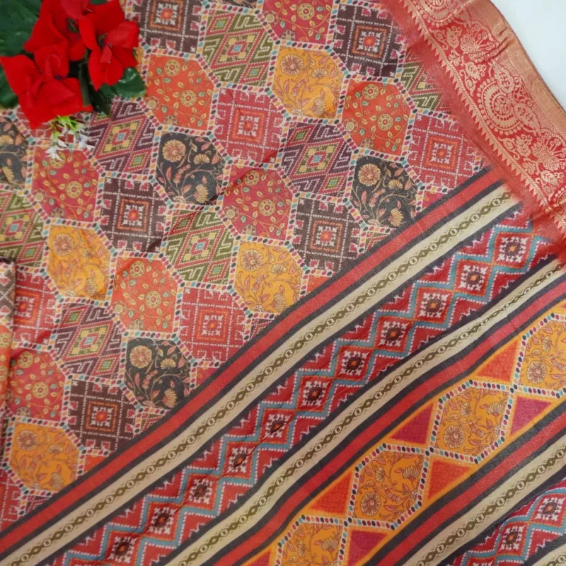 Pure Lenin Tissue Digital Sarees-MB767(667) - Image 2