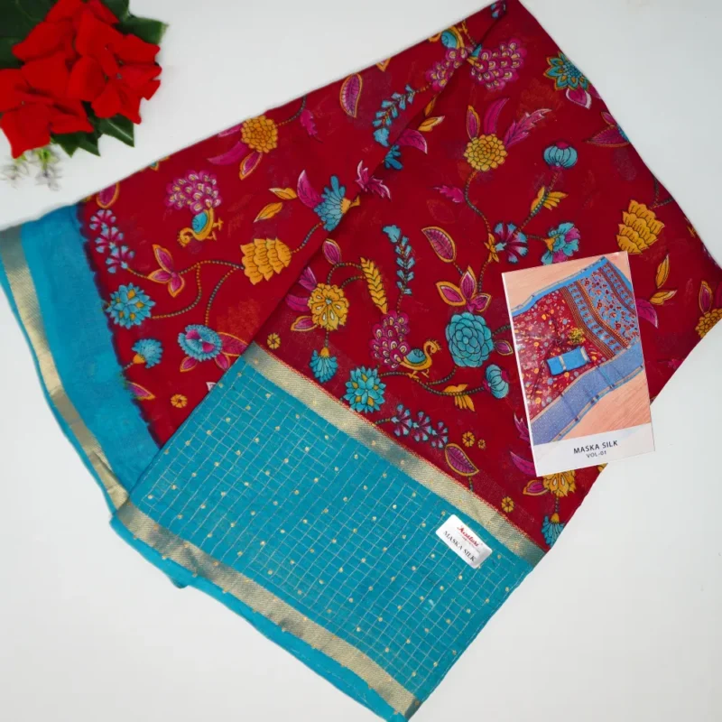 Kasturi Maska Silk With Checks Border-MB301(670) - Image 4