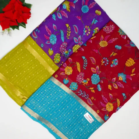 Kasturi Maska Silk With Checks Border-MB301(670)