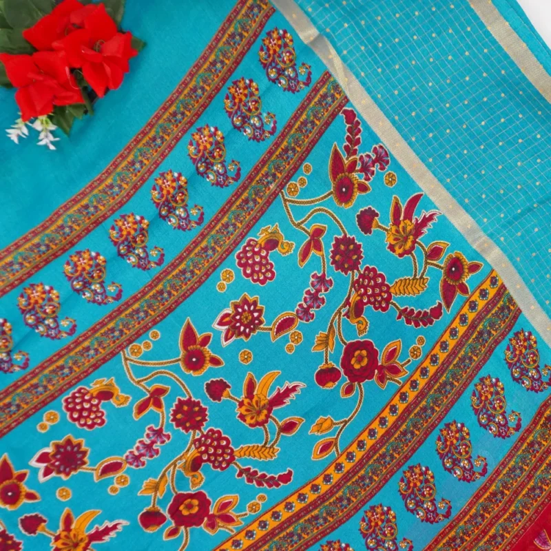 Kasturi Maska Silk With Checks Border-MB301(670) - Image 3