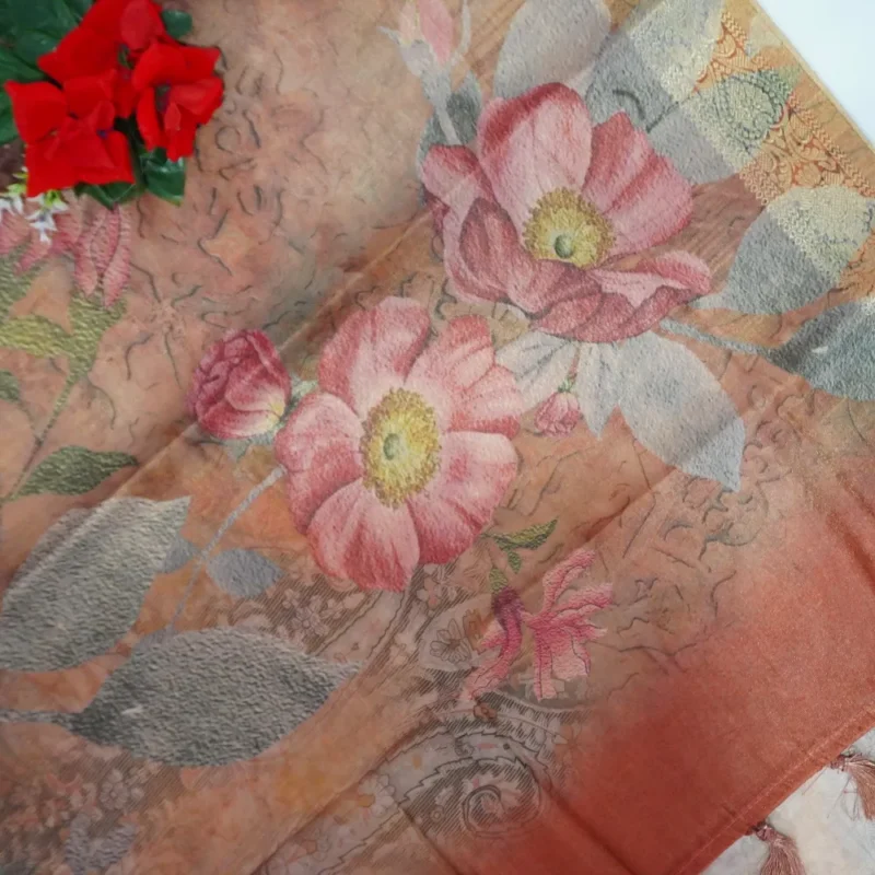 Pure Lenin Tissue Digital Sarees-MB707(675) - Image 3